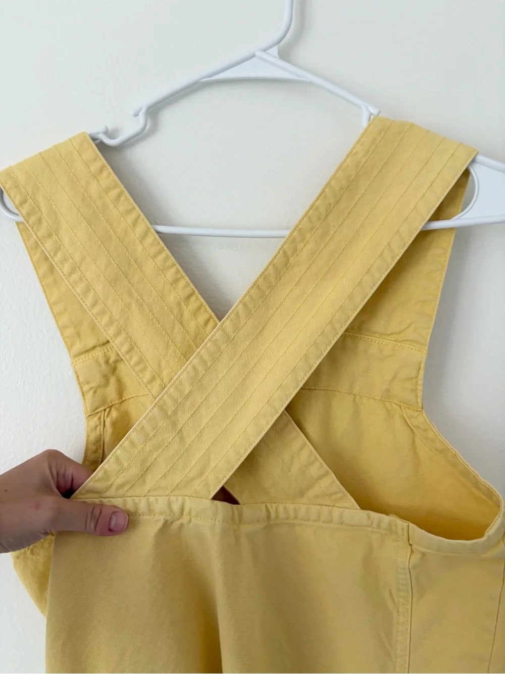 Everlane Sunny Butter Yellow Cross Back Organic Cotton Apron Mini Dress Medium